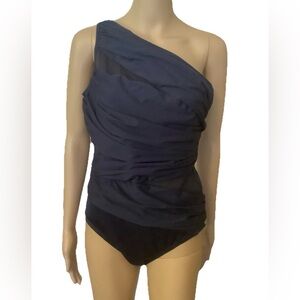 Miraclesuit One-Shoulder Black Swimsuit Sz 16 womens swimwear